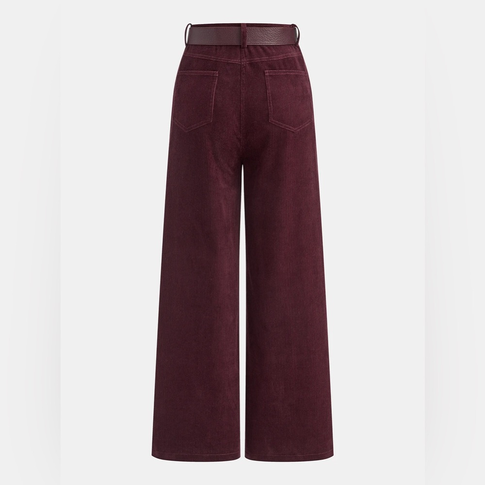 CoMMENSE Belted Corduroy Straight-Leg Pants
COLOR - Burgundy Size XS NWT - Picture 2 of 10